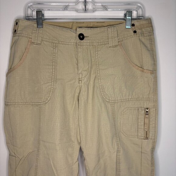 EDDIE BAUER Petite 6P Blakely Fit Capri Tan Roll Tab Hiking Pocket - Picture 1 of 5